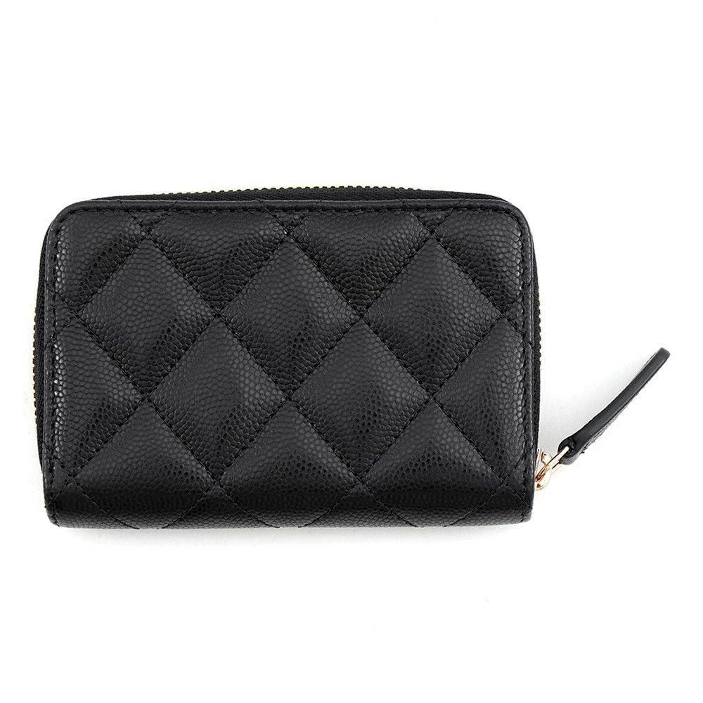Chanel Coin Purse Quilted CC Logo Caviar Leather Rhinestone Black — view 3
