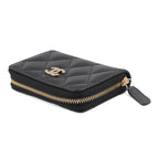 Chanel Coin Purse Quilted CC Logo Caviar Leather Rhinestone Black — view 2