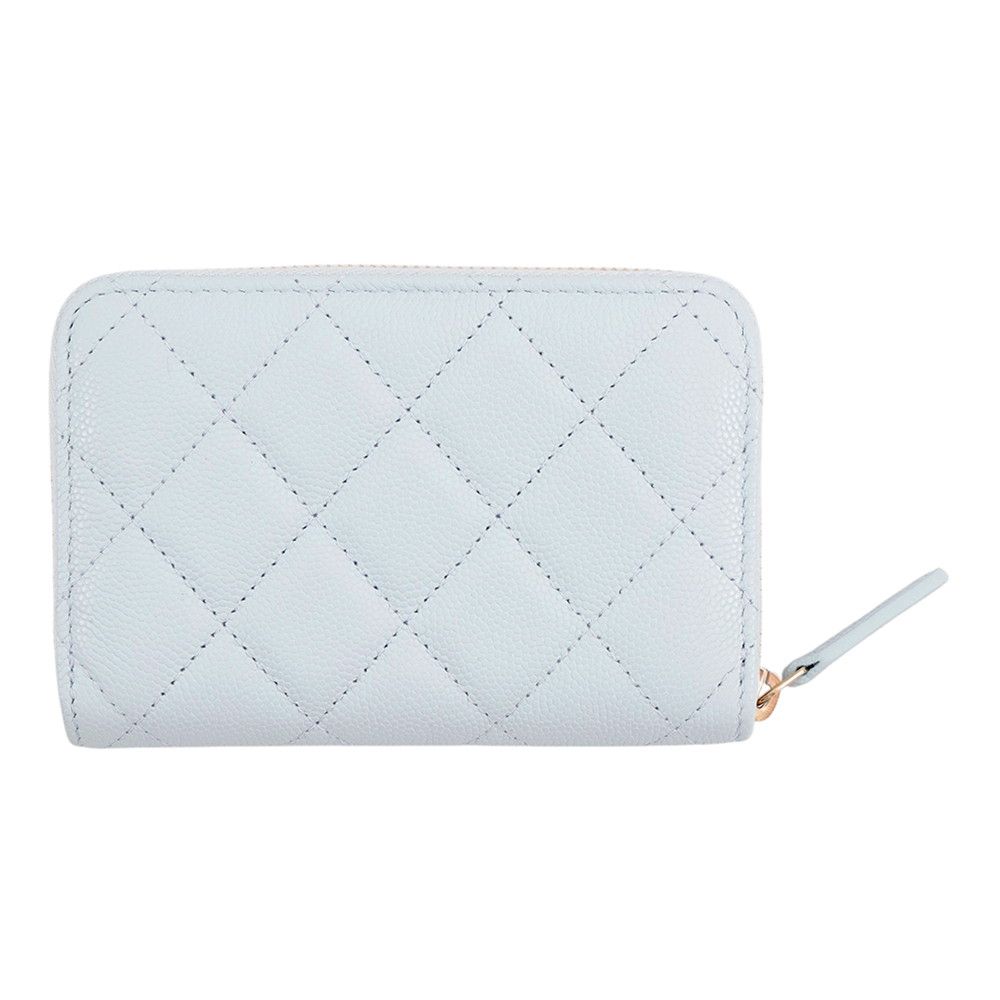 Chanel Coin Purse CC Logo Quilted Zip Rhinestone Caviar Leather — view 3