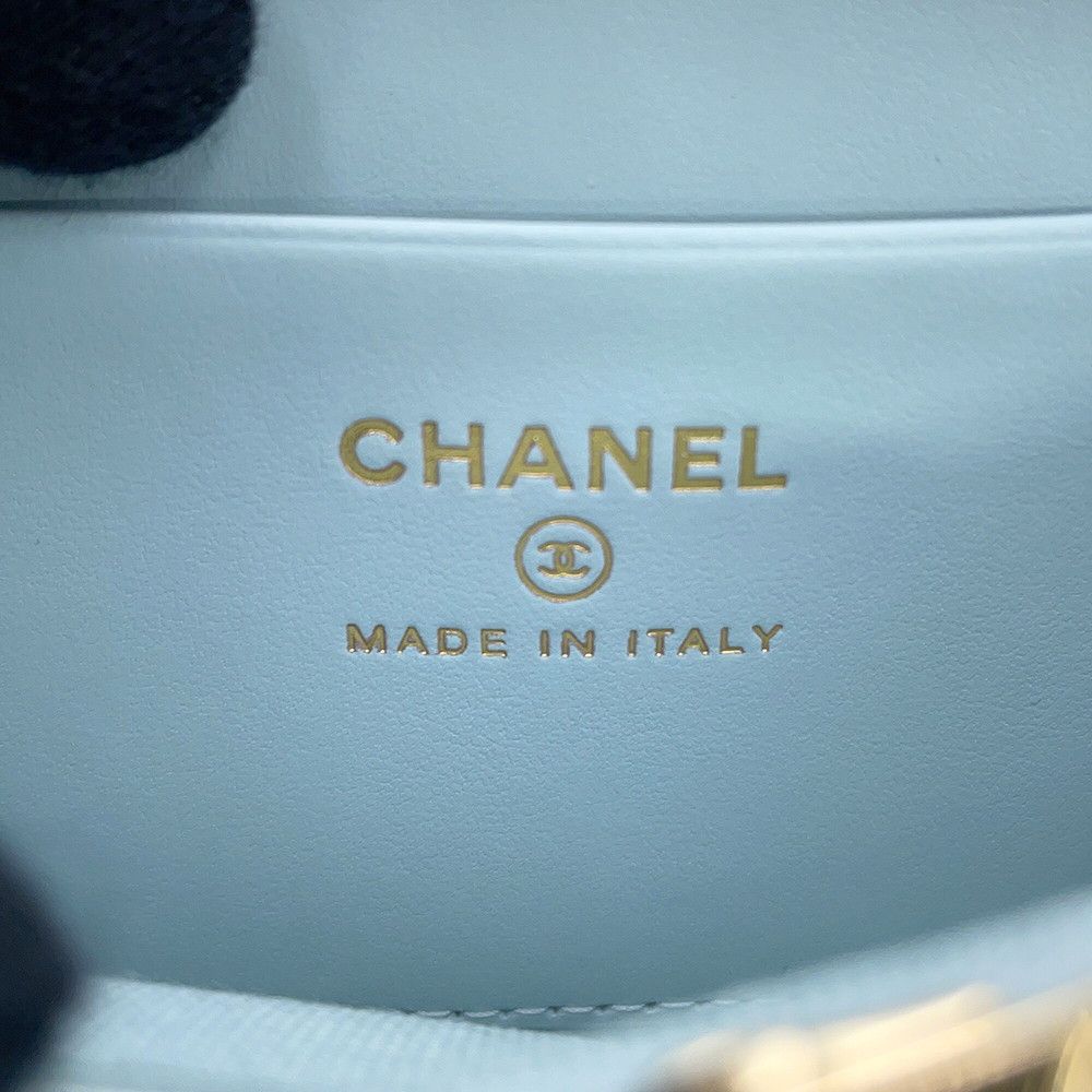 Chanel Coin Purse CC Logo Quilted Zip Rhinestone Caviar Leather — view 8