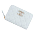 Chanel Coin Purse CC Logo Quilted Zip Rhinestone Caviar Leather