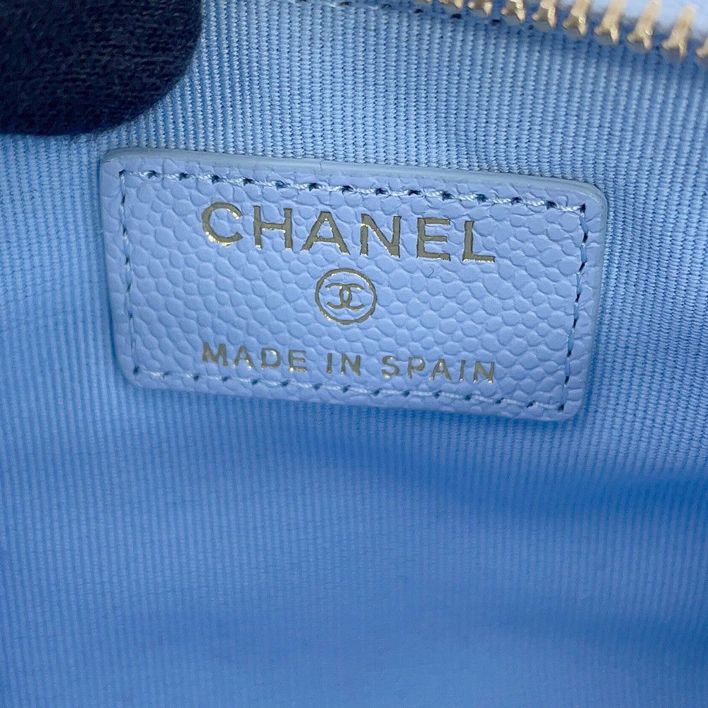 Chanel Pouch Classic Small Zip Quilted CC Logo Caviar Leather — view 5