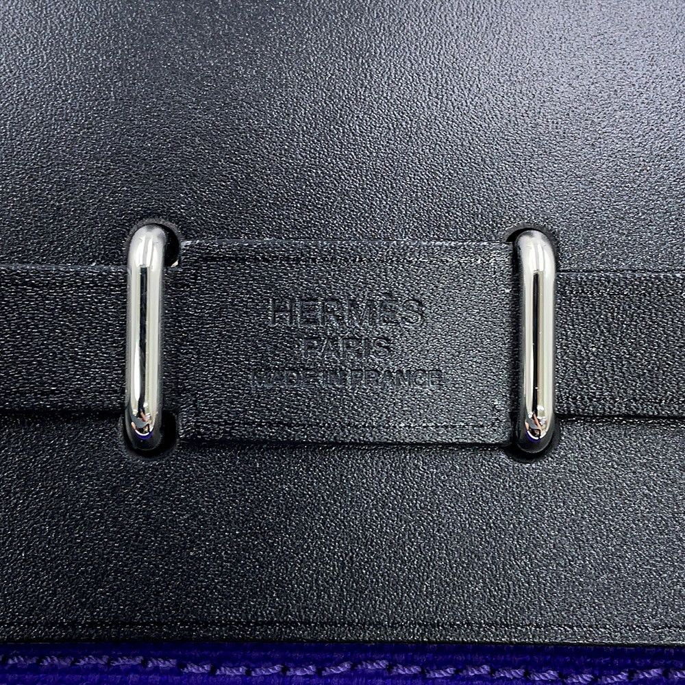 Hermes Shoulder Bag Herbag Zip Mini Purple Black Silver Toile Hunter — view 6