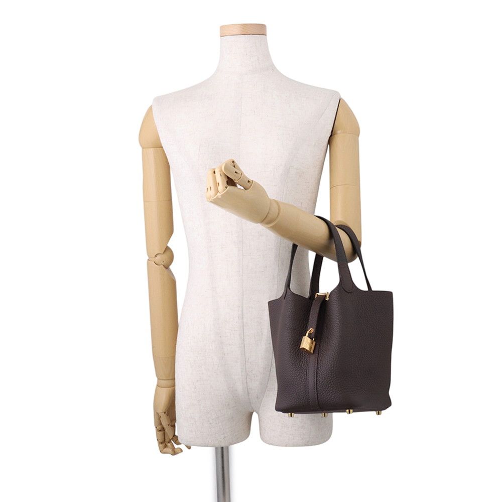 Hermes Handbag Picotin Lock PM Clemence Gold Taurillon — view 4