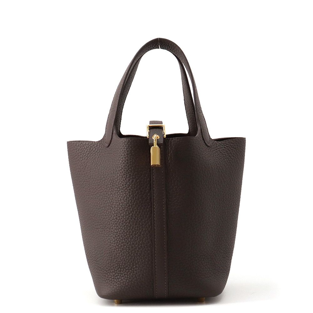 Hermes Handbag Picotin Lock PM Clemence Gold Taurillon