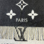 Louis Vuitton Scarf Reykjavik Cashmere Monogram Fringe Black Gray — view 4