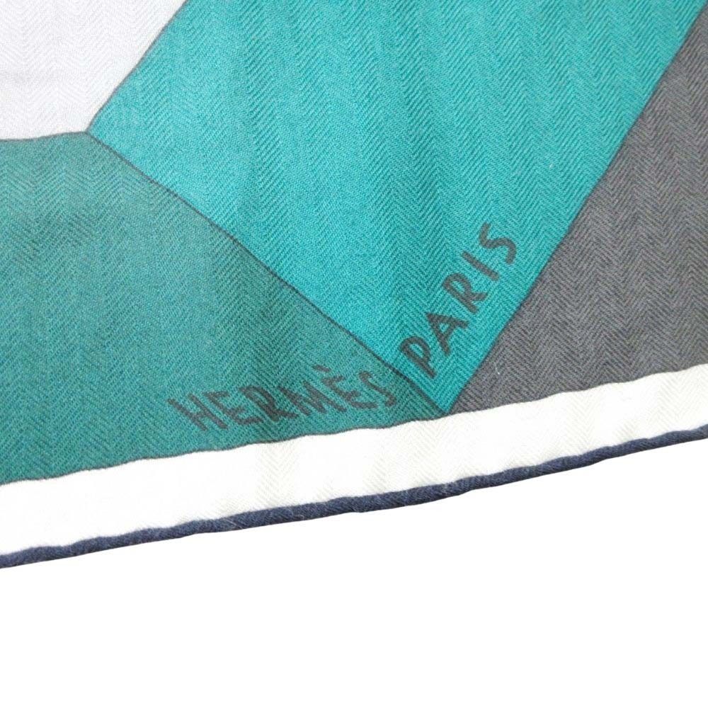 Hermes Carre Geant 140 Perspective Cavaliere Scarf Shawl Green Gray — view 5