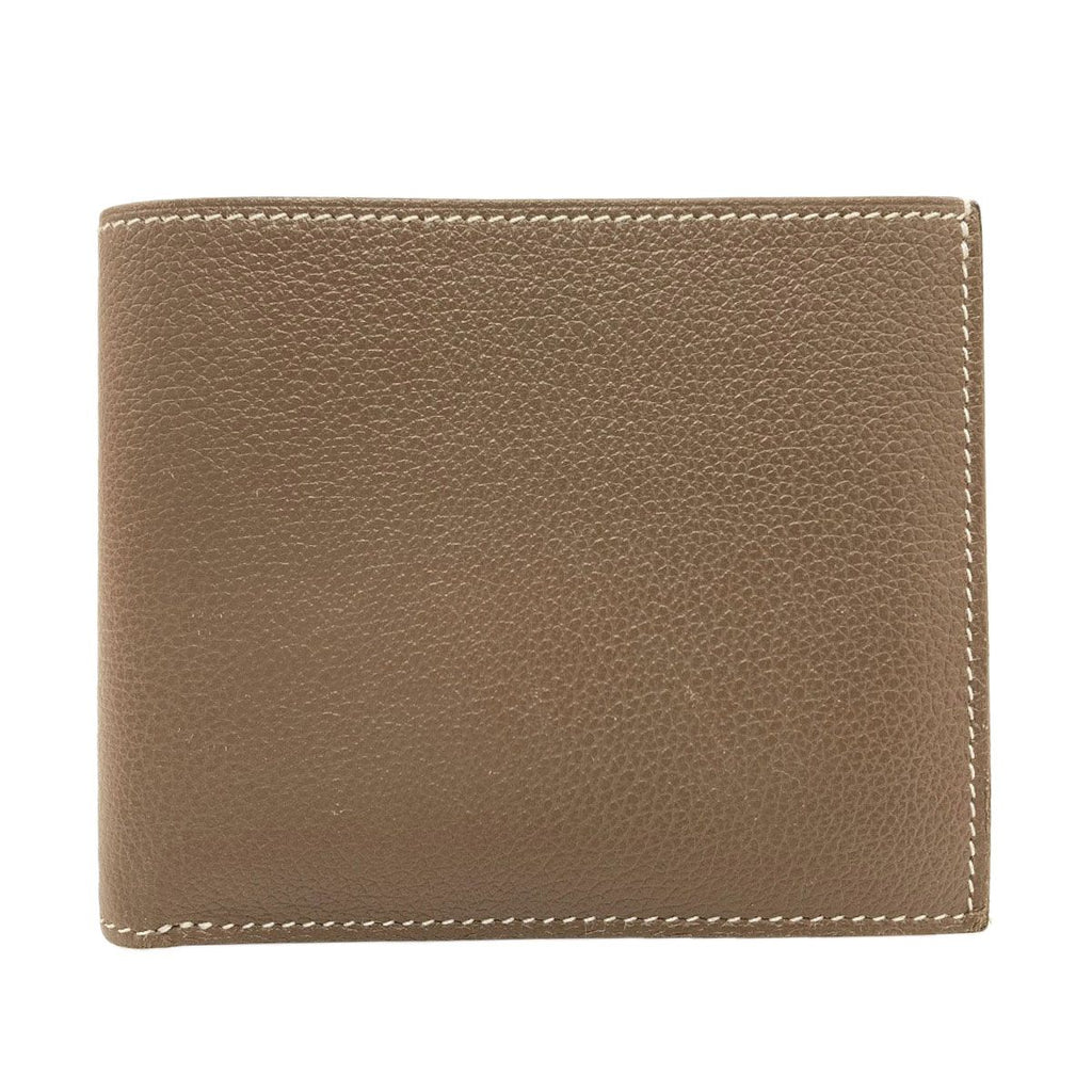 Hermes Citizen Twill Compact Silk'in Etaupe Bifold Wallet Taurillon Clemence