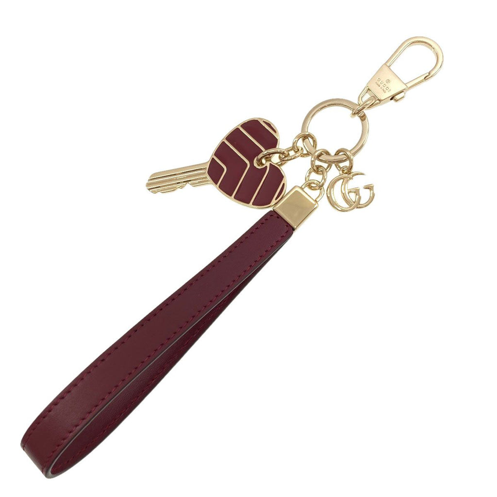 Gucci Heart Shape Key Chain Key Holder Leather Metal