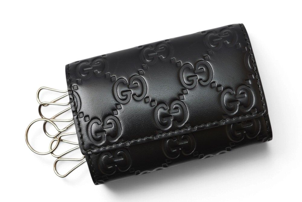 Gucci Key Case Key Holder Guccissima Leather Black