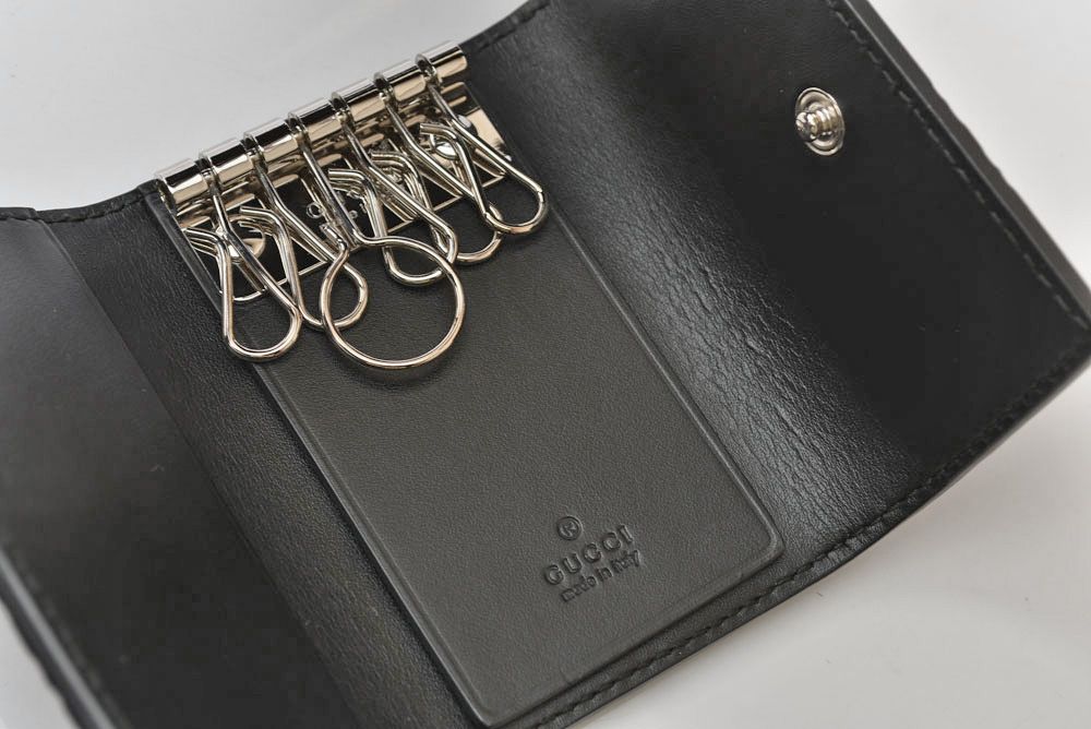 Gucci Key Case Key Holder Guccissima Leather Black — view 5