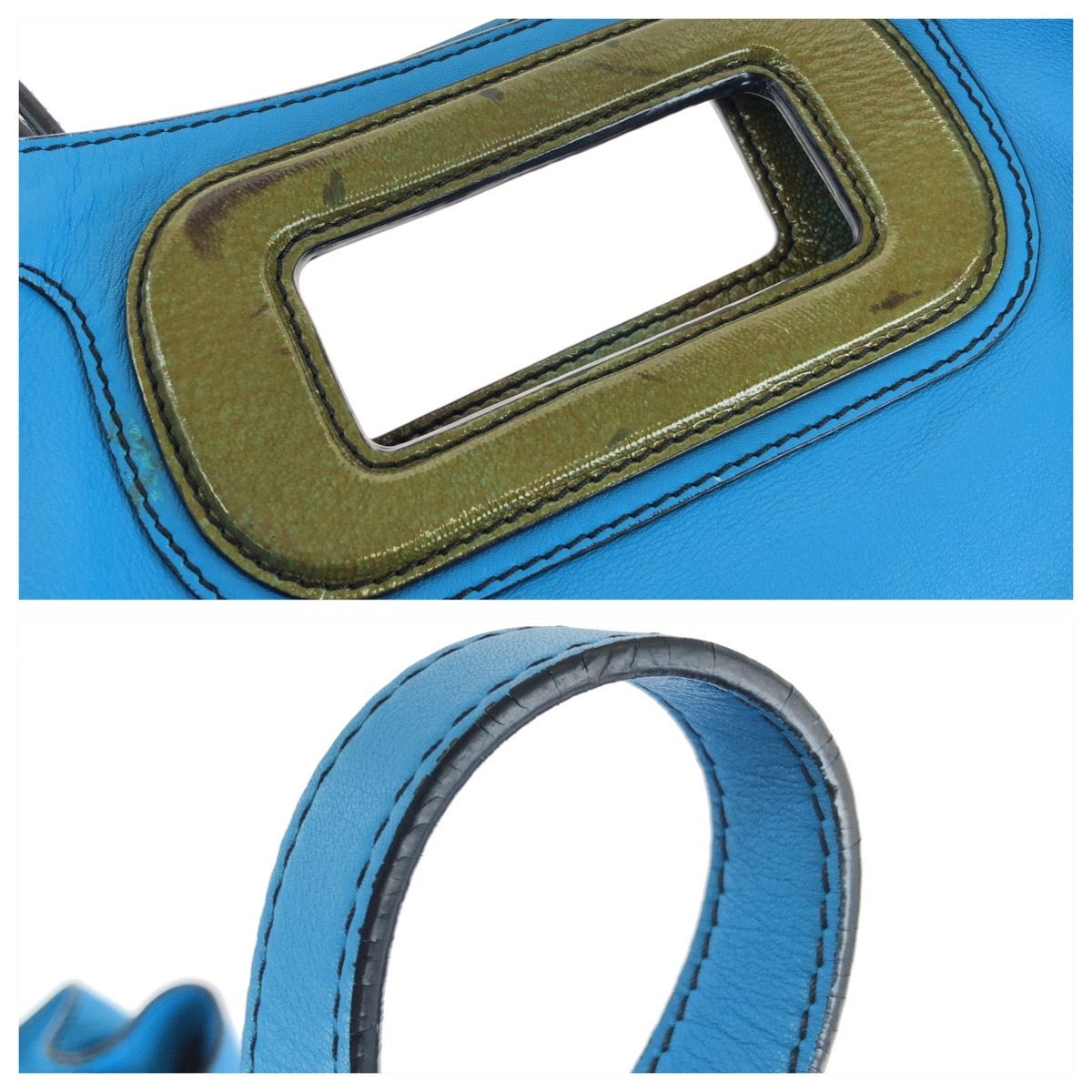 Loewe Anagram 2-Way Blue Silver Leather Shoulder Bag — view 6