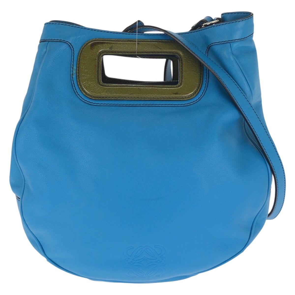 Loewe Anagram 2-Way Blue Silver Leather Shoulder Bag