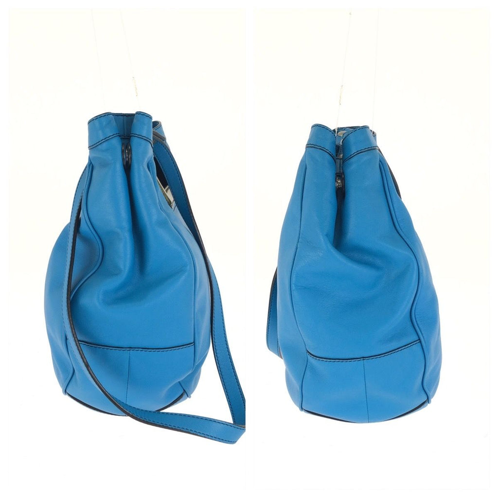 Loewe Anagram 2-Way Blue Silver Leather Shoulder Bag — view 8