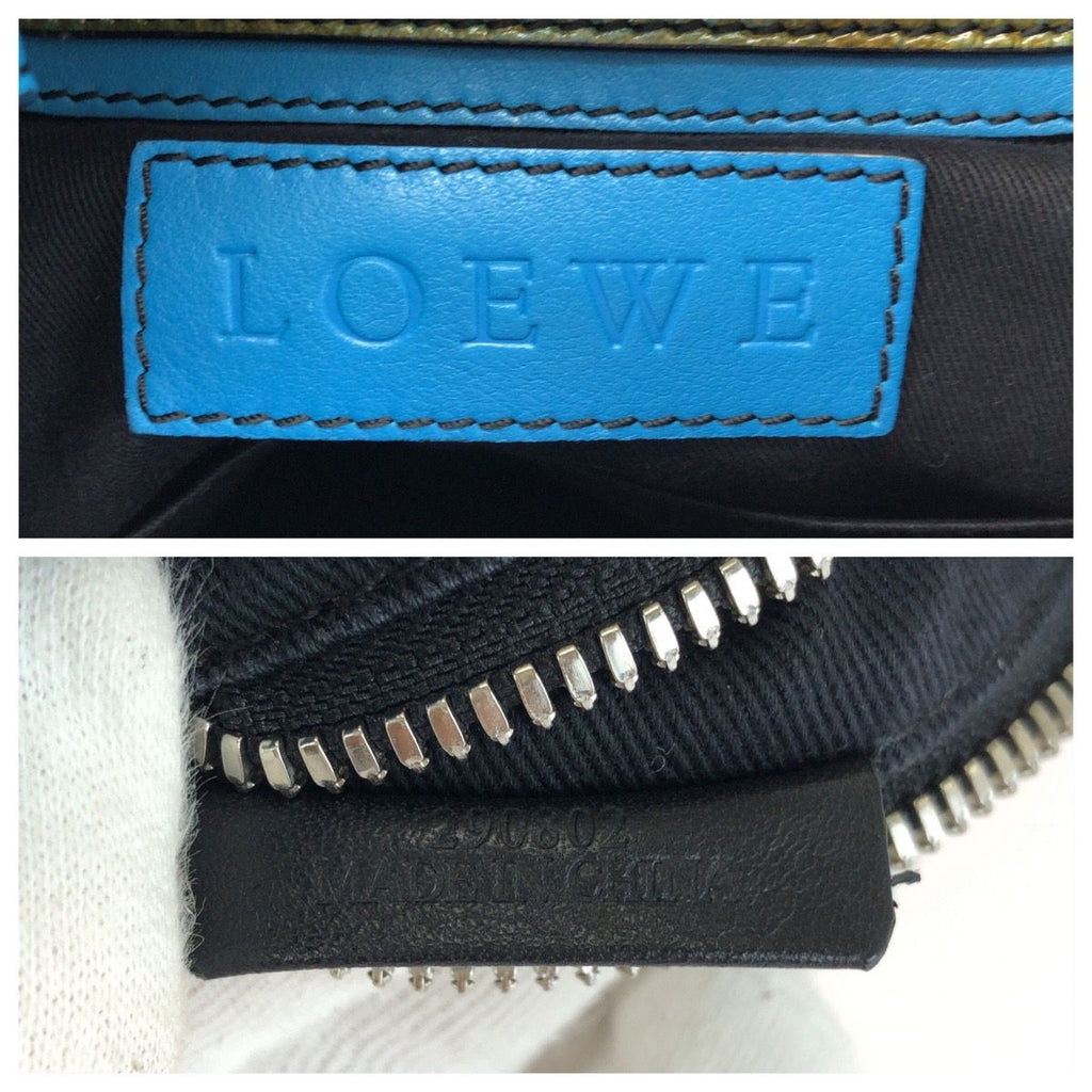 Loewe Anagram 2-Way Blue Silver Leather Shoulder Bag — view 4