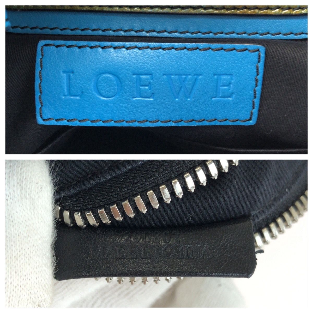 Loewe Anagram 2-Way Blue Silver Leather Shoulder Bag — view 4