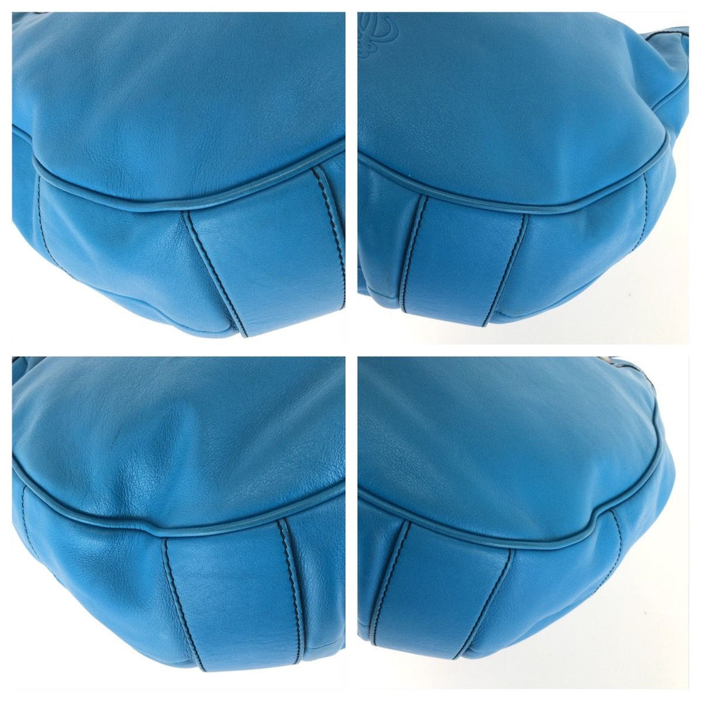 Loewe Anagram 2-Way Blue Silver Leather Shoulder Bag — view 3