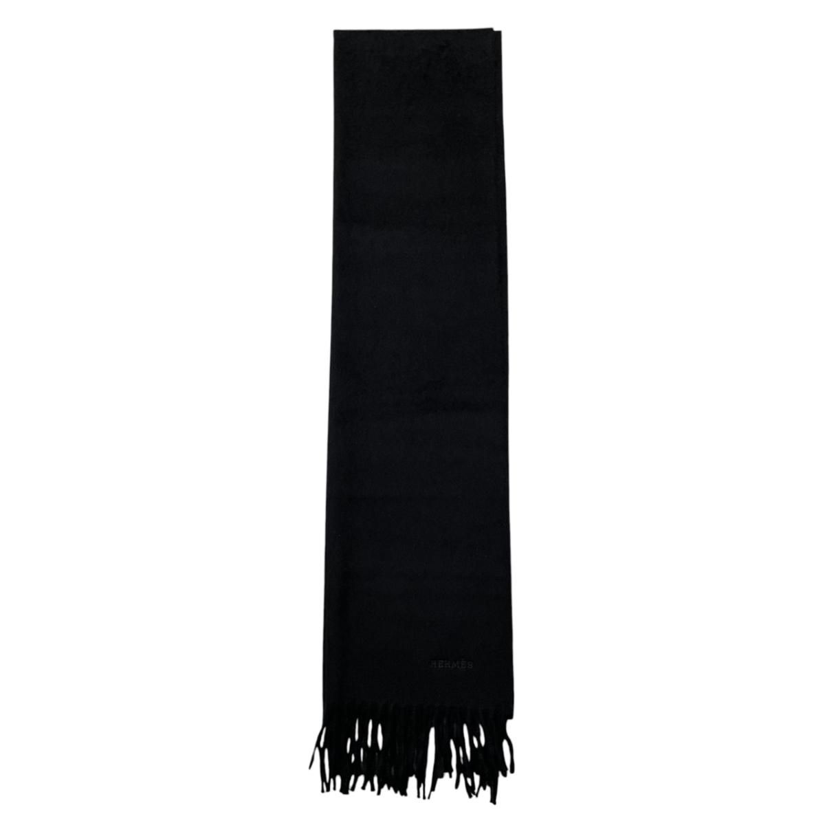 Hermes Uni Brodet Scarf 03 Noir Black Cashmere Logo — view 3