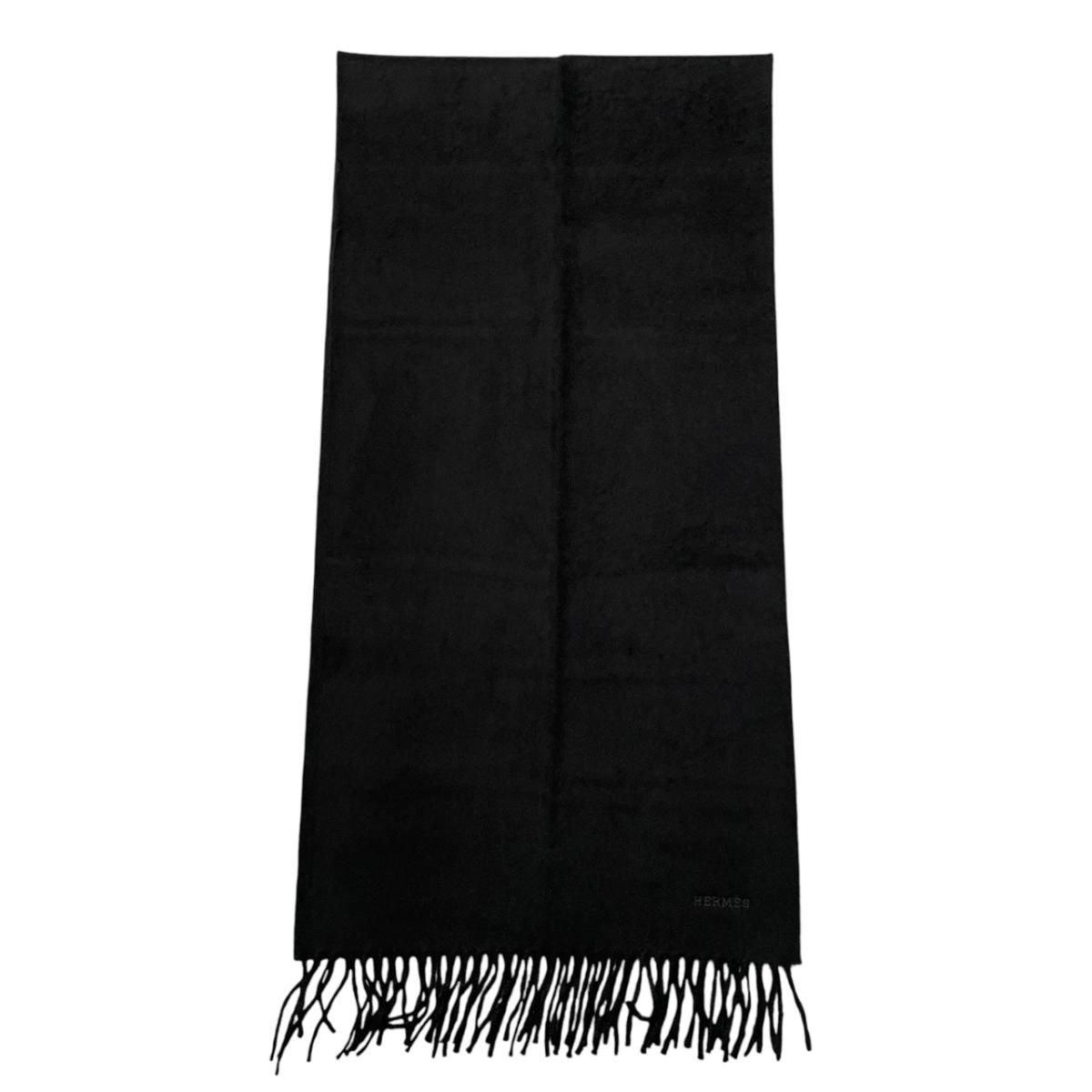 Hermes Uni Brodet Scarf 03 Noir Black Cashmere Logo — view 5