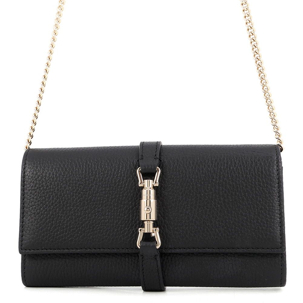 Gucci Chain Wallet Jackie 1961 Leather Black Shoulder Bag