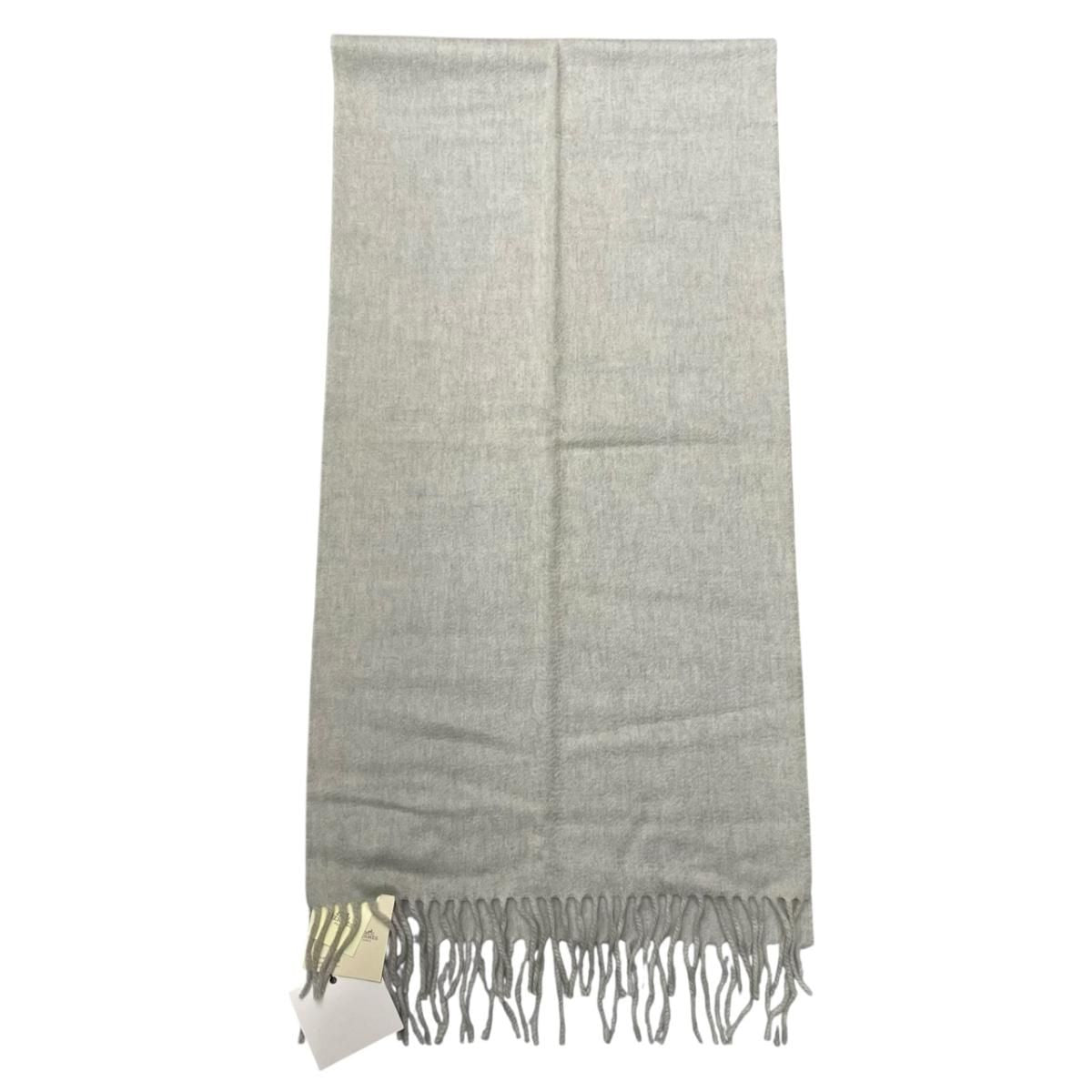 Hermes Scarf Unie Brodee Gray Cashmere Logo — view 6