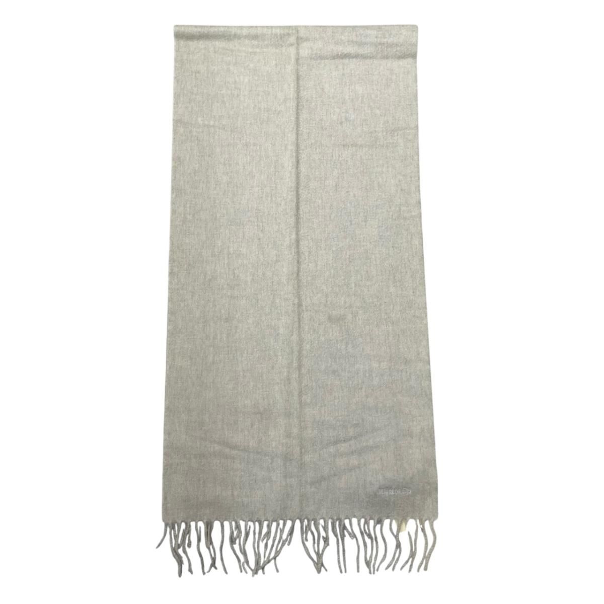Hermes Scarf Unie Brodee Gray Cashmere Logo — view 3