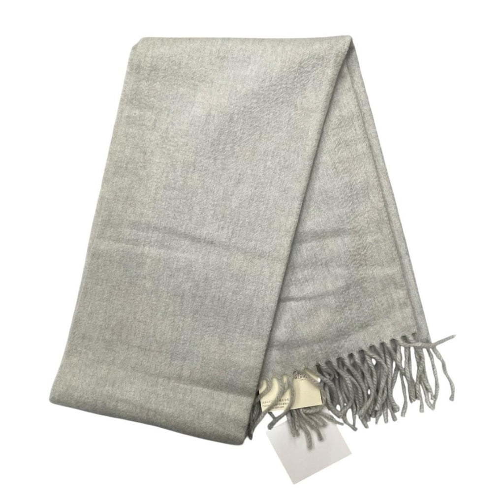 Hermes Scarf Unie Brodee Gray Cashmere Logo — view 2
