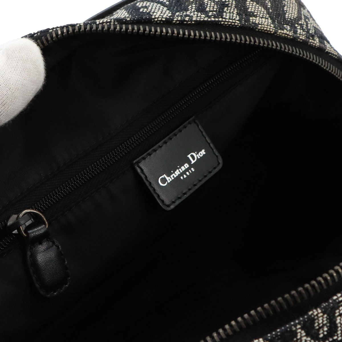 Dior Trotter Double Saddle Hand Bag Canvas Leather Black — view 7