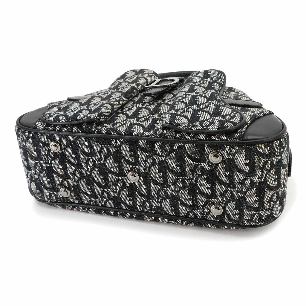 Dior Trotter Double Saddle Hand Bag Canvas Leather Black — view 4
