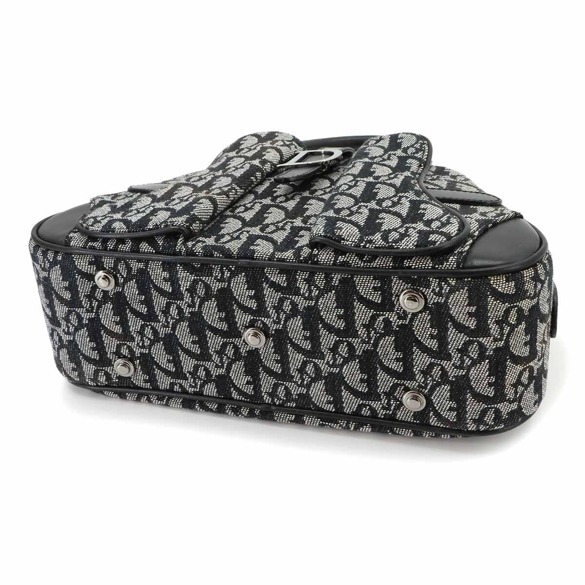 Dior Trotter Double Saddle Hand Bag Canvas Leather Black — view 4