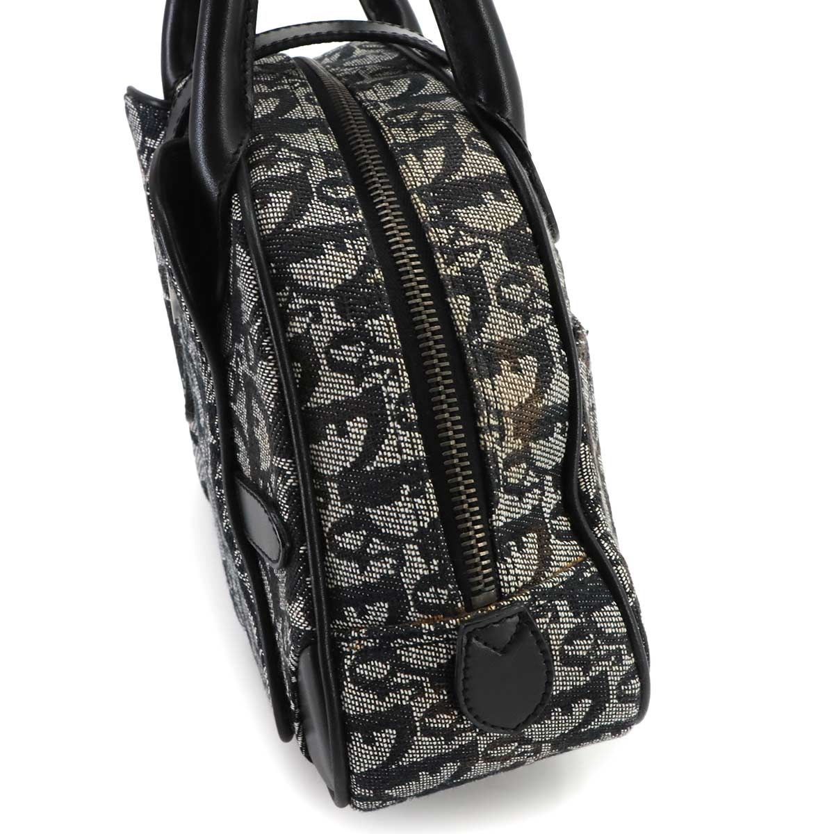 Dior Trotter Double Saddle Hand Bag Canvas Leather Black — view 8