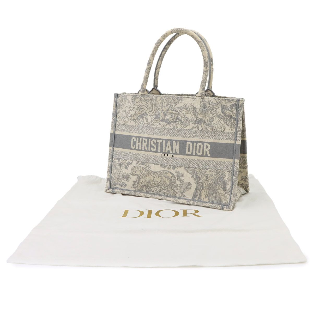 Dior Book Tote Bag Medium Toile de Jouy Canvas Gray — view 2