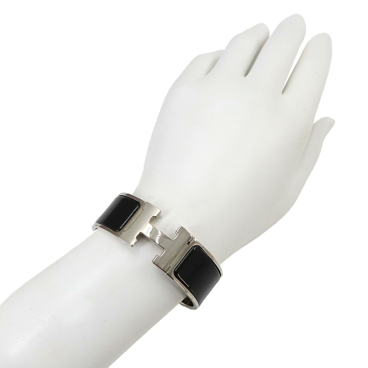 Hermes Clic Clac H PM Bangle Black Silver Bracelet — view 7