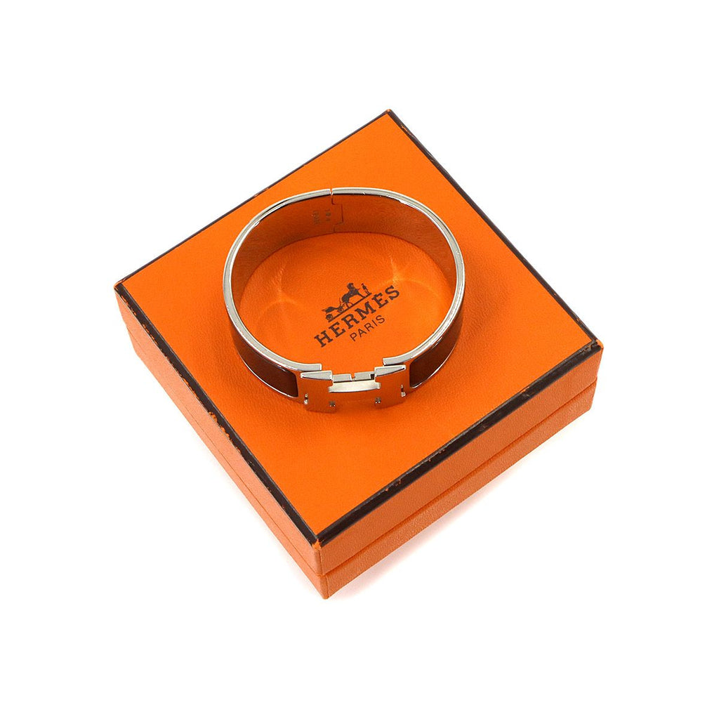 Hermes Clic Clac H PM Bangle Black Silver Bracelet — view 2