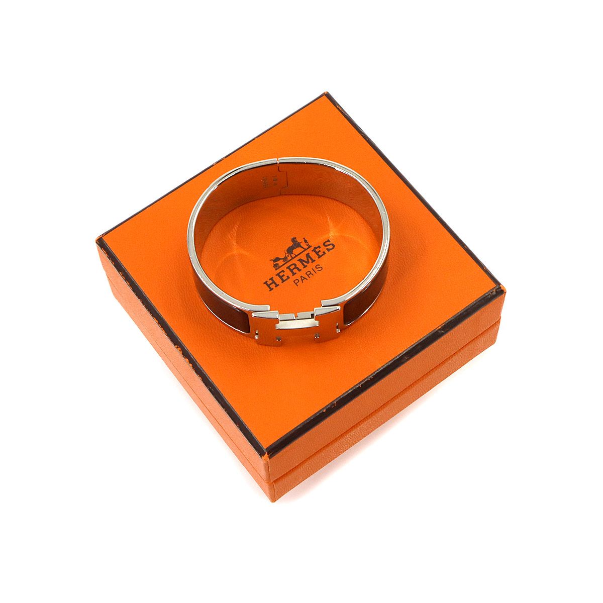 Hermes Clic Clac H PM Bangle Black Silver Bracelet — view 2