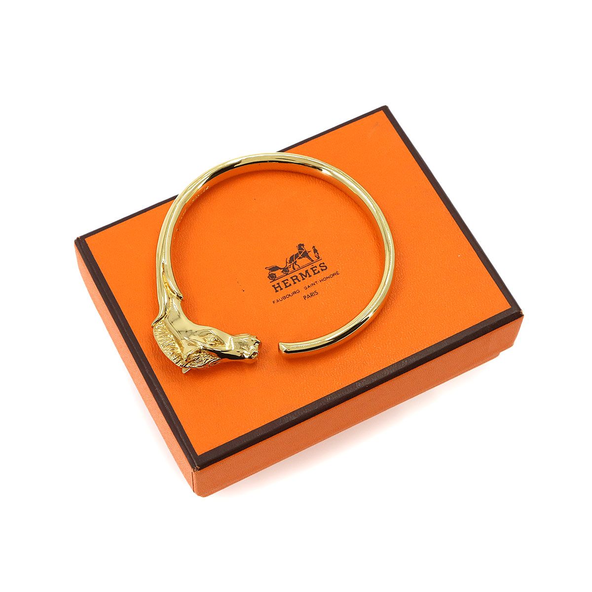 Hermes Cheval Horse Bangle Gold Bracelet — view 2