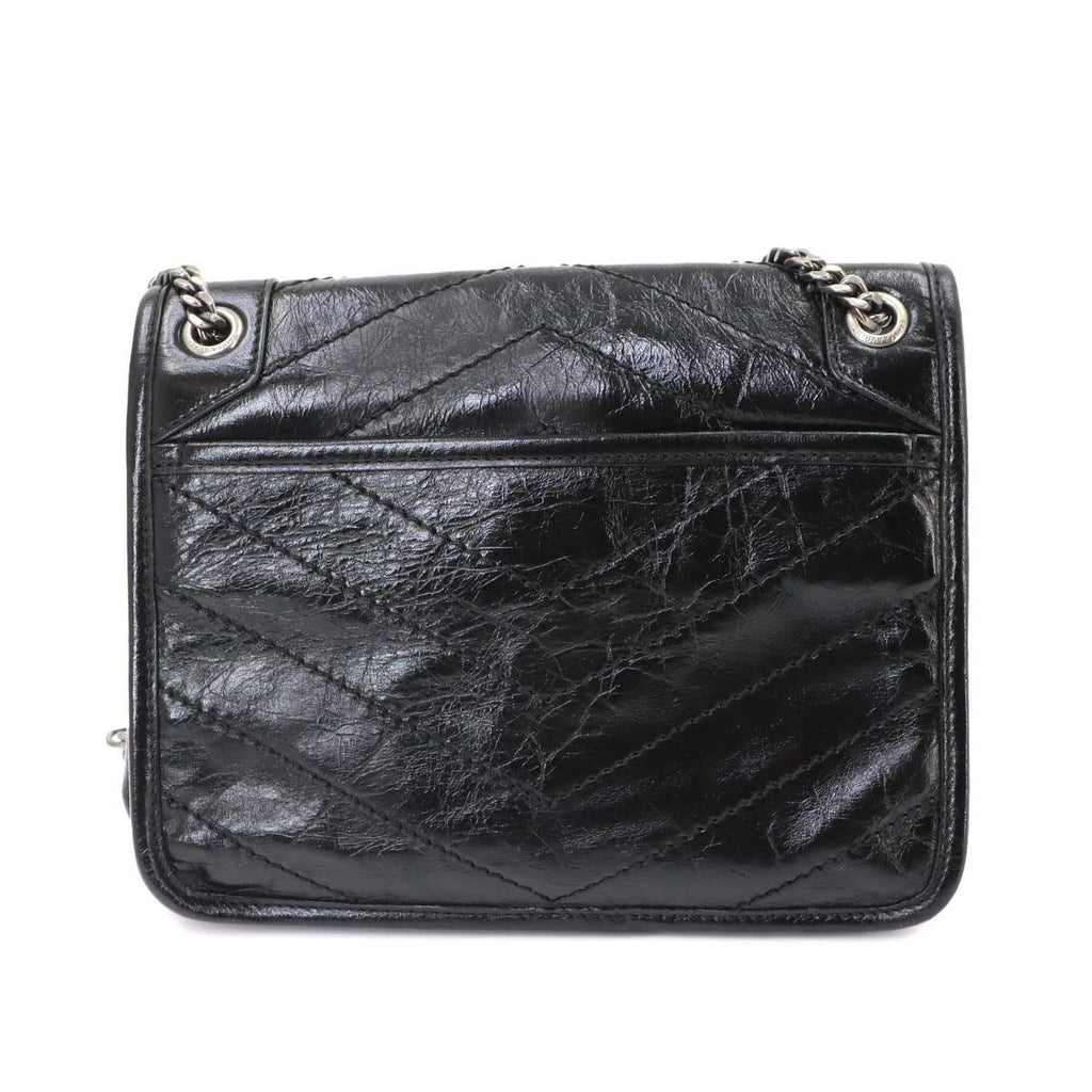 Saint Laurent Niki Baby Chain Shoulder Bag Leather Noir Silver — view 2