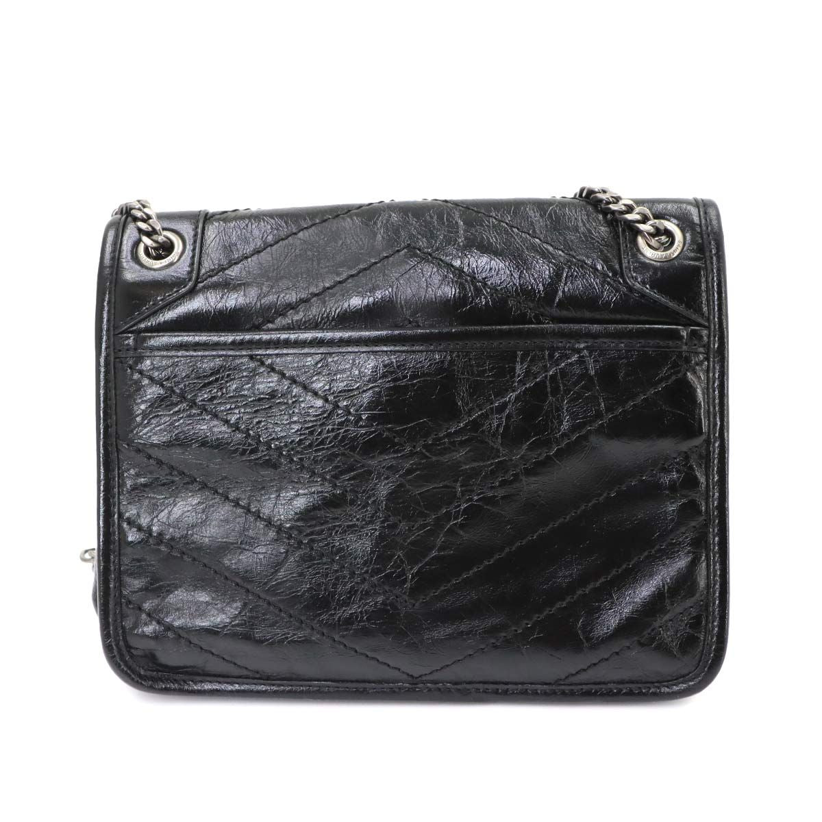 Saint Laurent Niki Baby Chain Shoulder Bag Leather Noir Silver — view 2