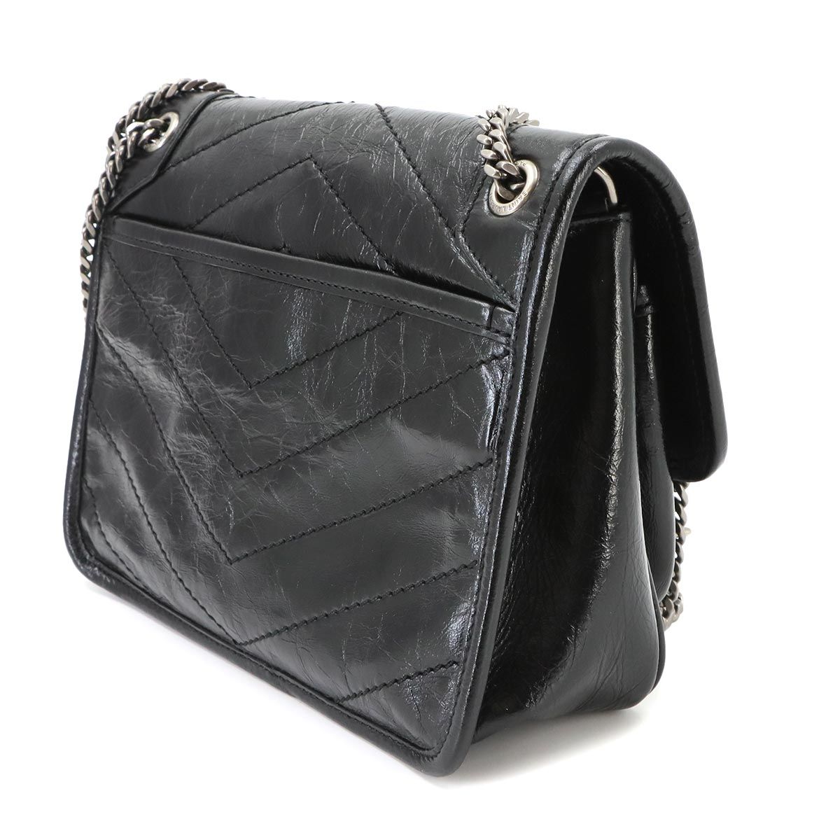 Saint Laurent Niki Baby Chain Shoulder Bag Leather Noir Silver — view 3