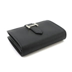Hermes Bearn Mini Compact Coin Purse Card Case Epsom Black Silver — view 5