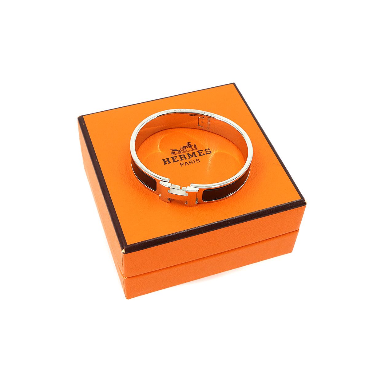 Hermes Clic H PM Bangle Black Silver Bracelet — view 2