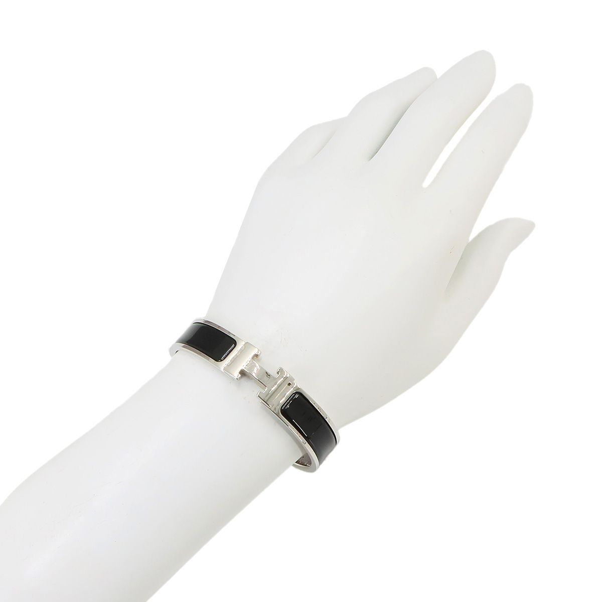 Hermes Clic H PM Bangle Black Silver Bracelet — view 7