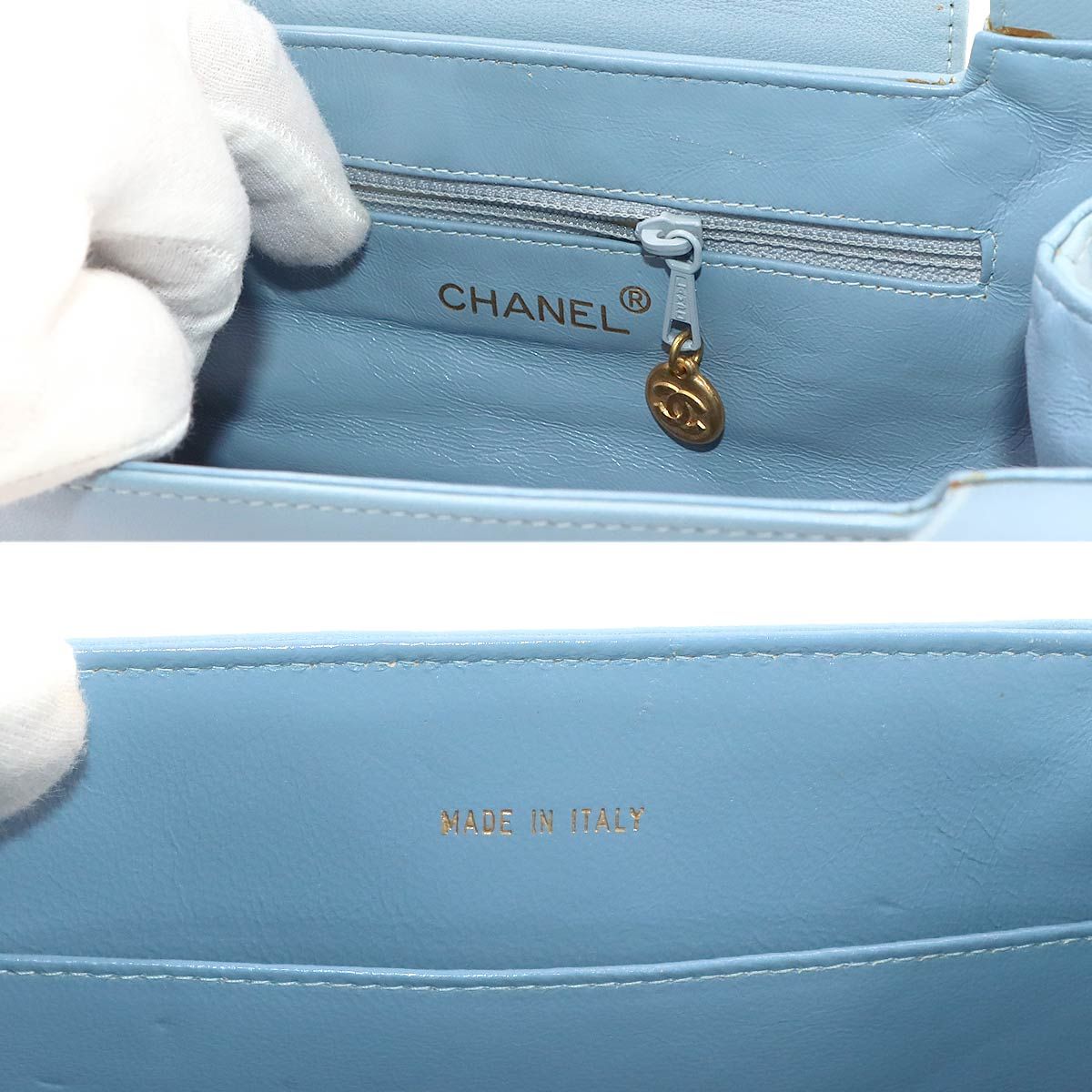 Chanel Kelly Hand Bag Lambskin Light Blue Gold Bag — view 7