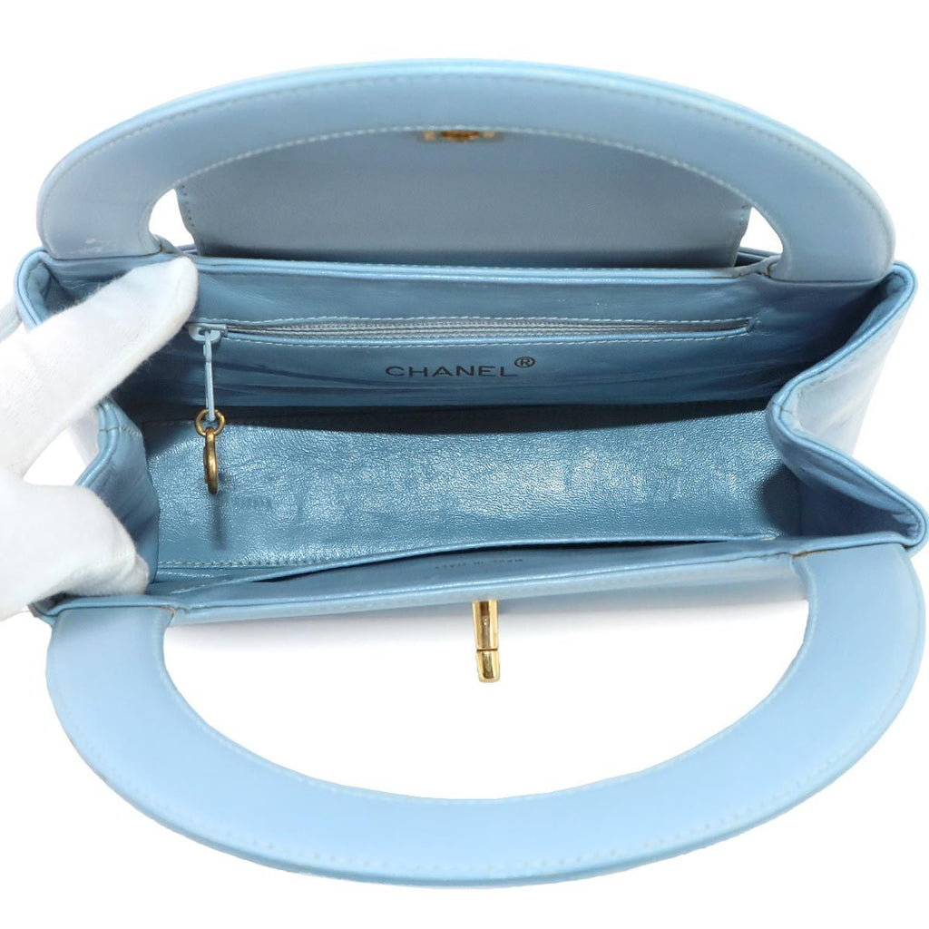 Chanel Kelly Hand Bag Lambskin Light Blue Gold Bag — view 6