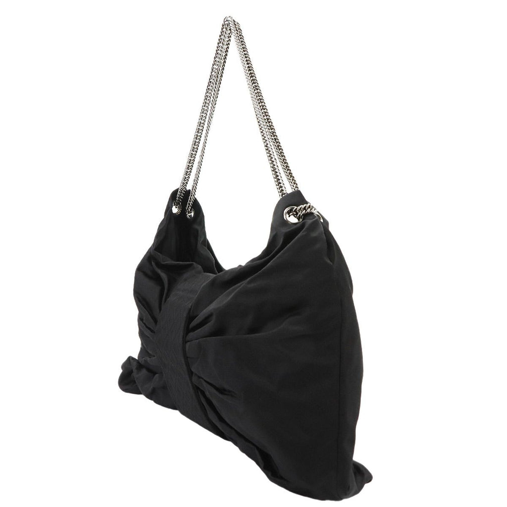 Chanel 2.55 Ribbon Chain Shoulder Bag Satin Black Quilted Silver — view 3