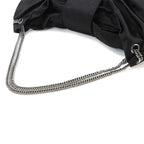 Chanel 2.55 Ribbon Chain Shoulder Bag Satin Black Quilted Silver — view 5