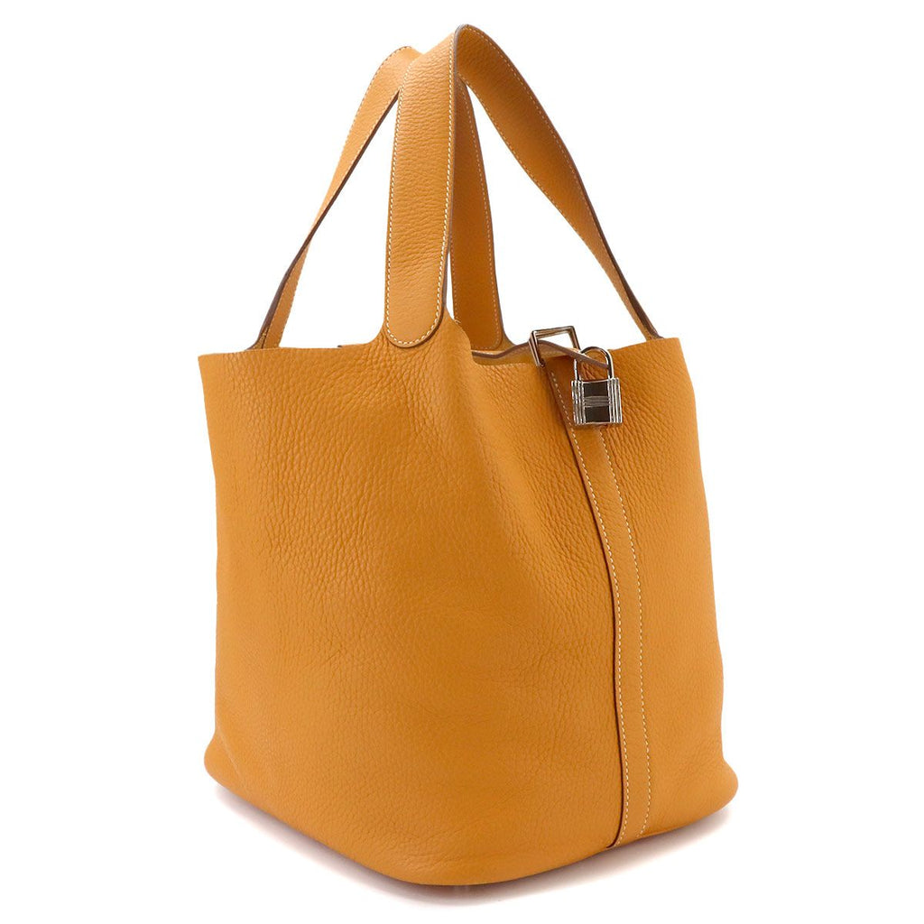 Hermes Picotin Lock GM Hand Bag Taurillon Clemence Mutard Silver — view 3