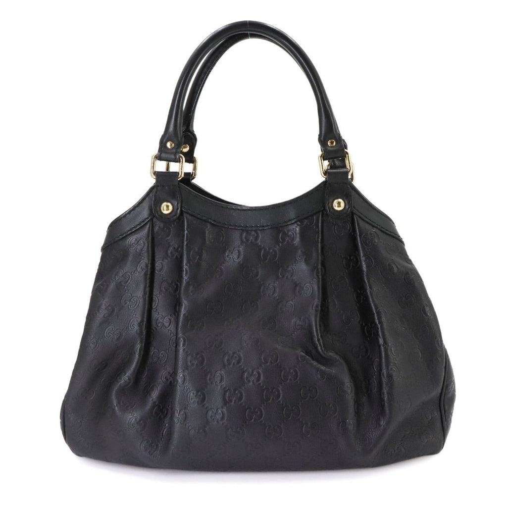 Gucci Guccissima Sukey Hand Bag Leather Black Gold Bag — view 2