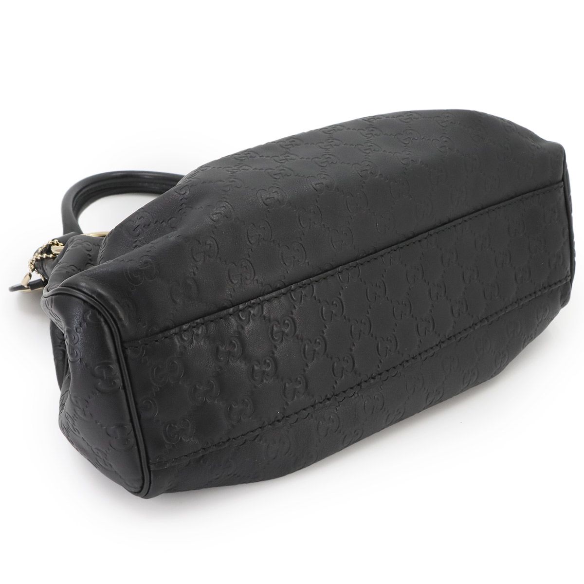 Gucci Guccissima Sukey Hand Bag Leather Black Gold Bag — view 4