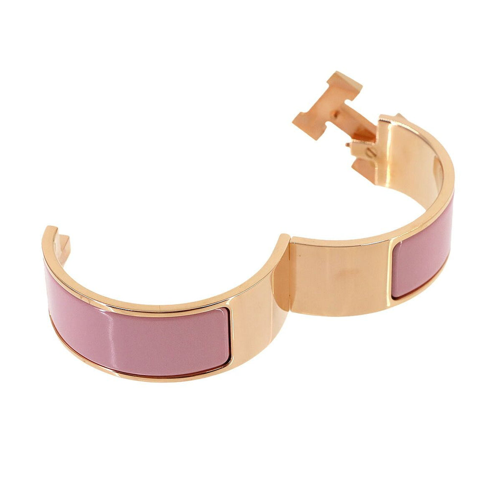 Hermes Clic Clac H PM Bangle Rose Nacarat Gold Bracelet — view 4